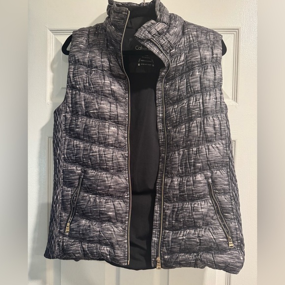 Calvin Klein Black and Gray Puffer Vest - Picture 1 of 5
